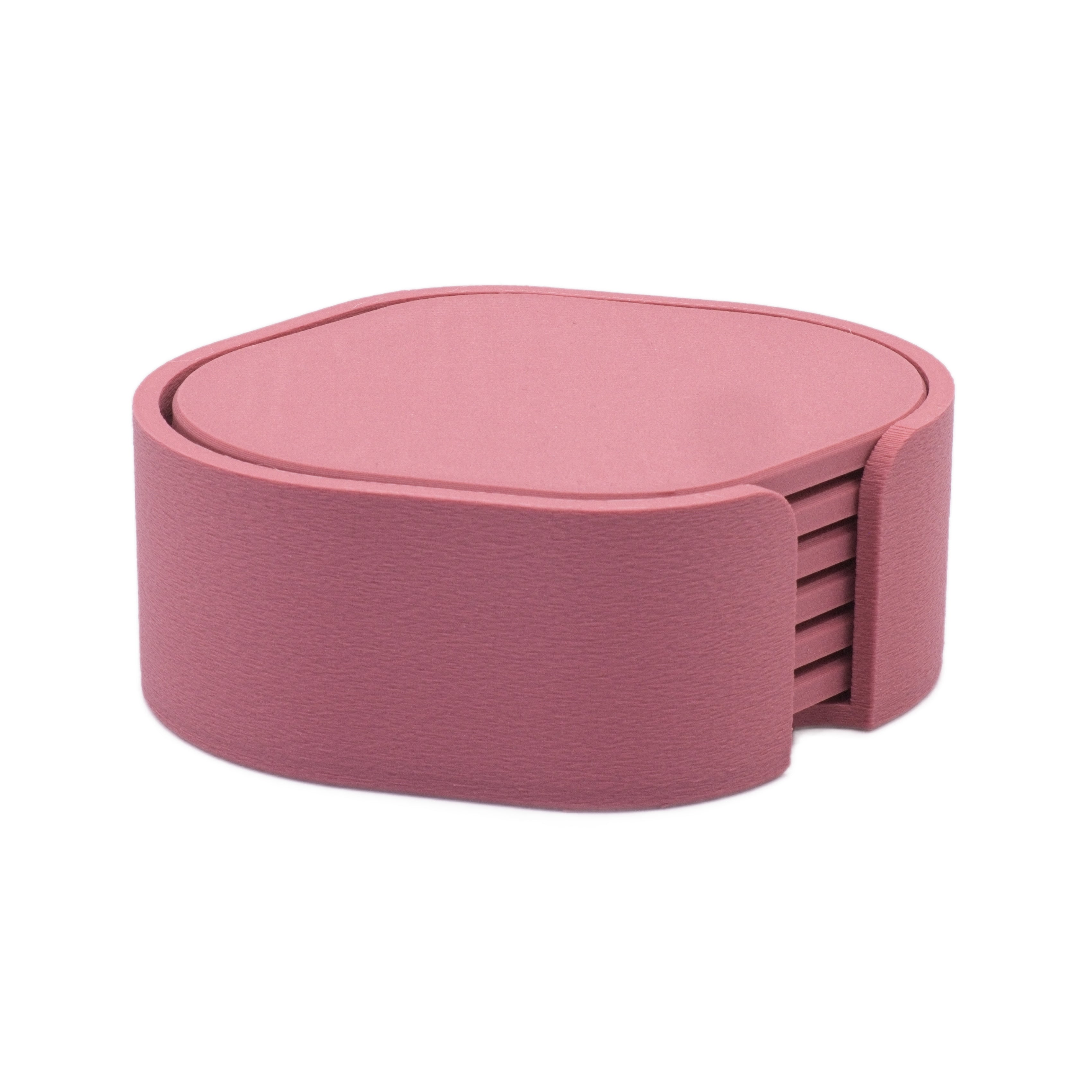 Dusk Rose Modern Minimalist Coaster Set with Holder