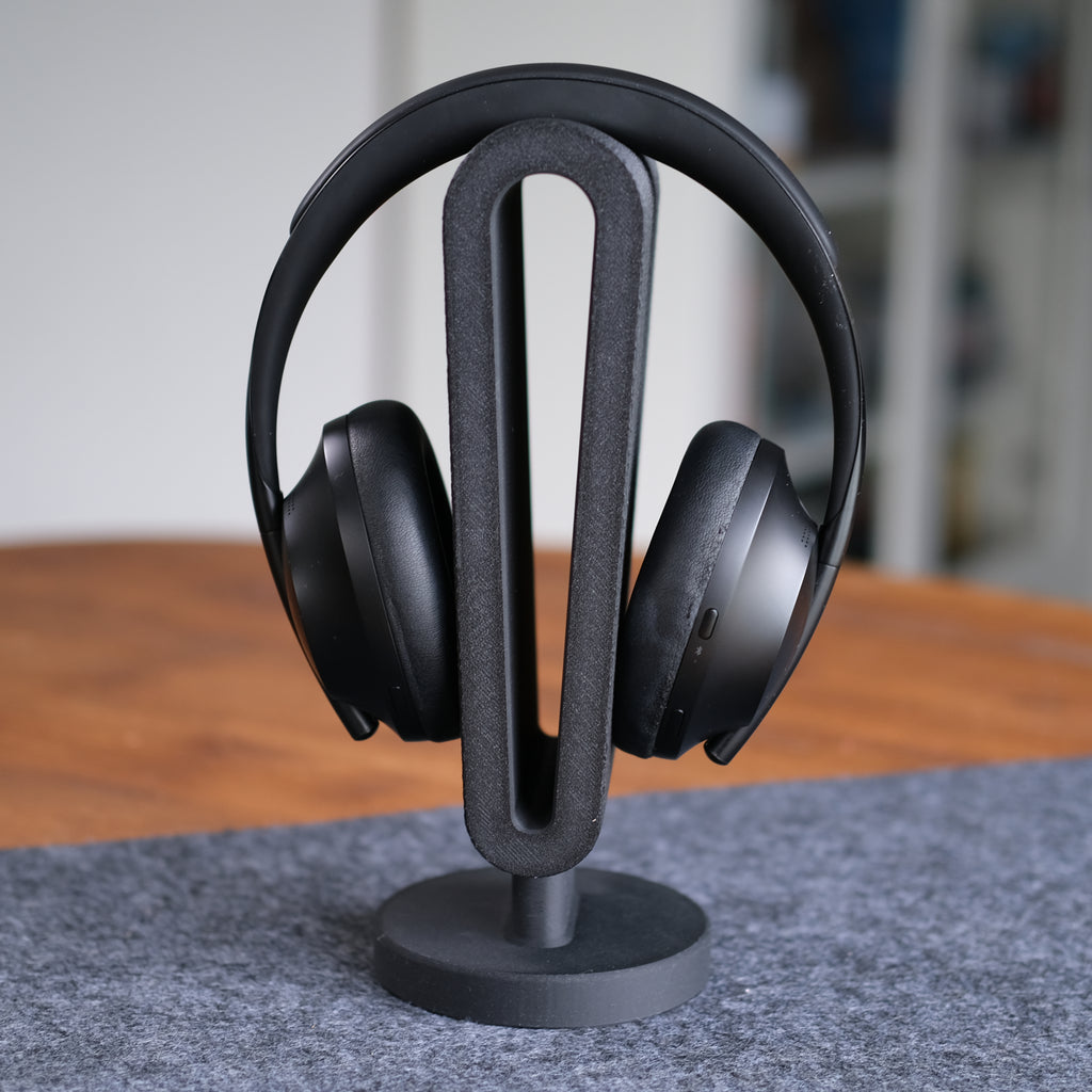 Headphone Display Stand front view, showcasing functionality and style.